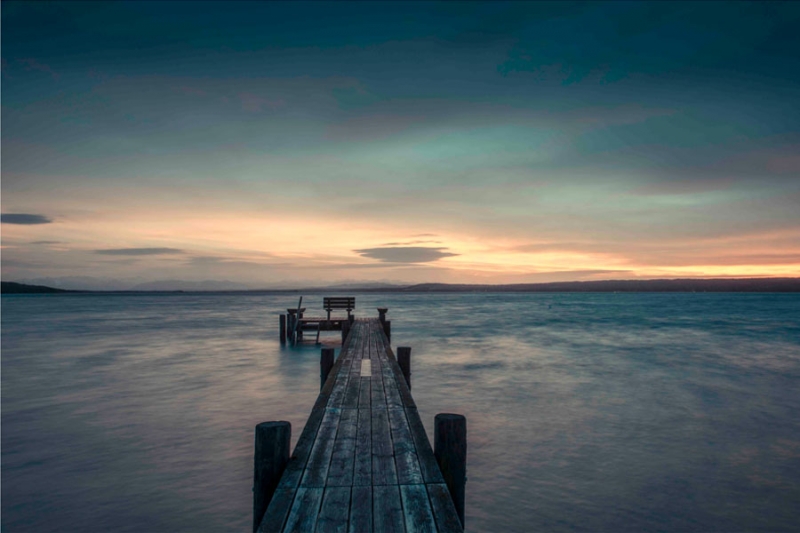 Abendstimmung am Ammersee am Steg